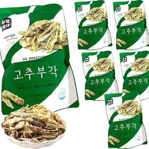 コチュブガク(唐辛子揚げ)唐辛子揚げ 60g x 5袋 辛い味が好きな方々に最適な選択 辛い味が特徴で、香ばしい味とサクサクした食感が逸品