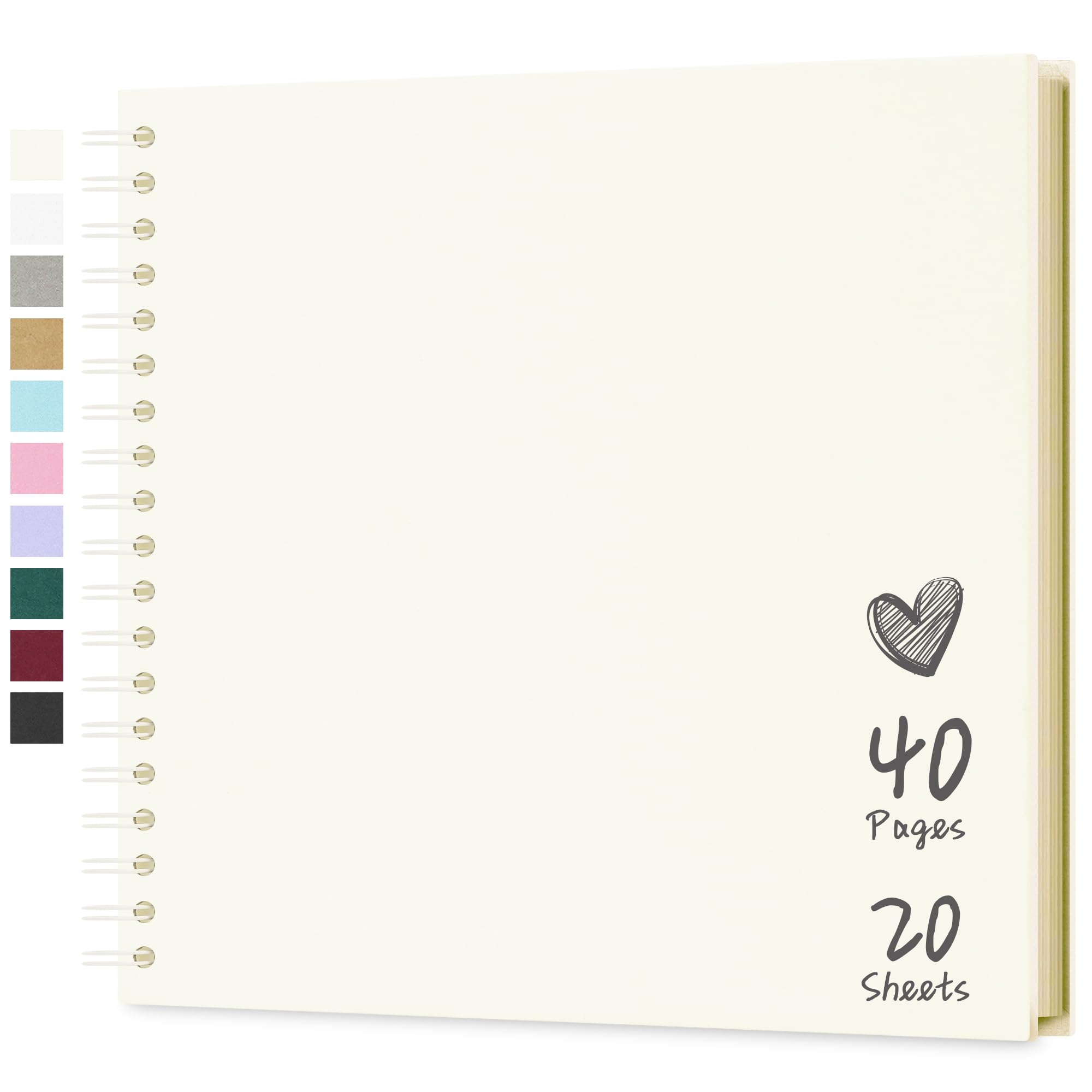 Hiwhy Fotoalbum Scrapbook 25,5x25,5 cm 40 Seiten DIY Scrapbook Hartes Kraftpapier Baby Erinnerungsbuch Familie Geburtstag Hochzeit Jahrestag Scrapbook, Beige