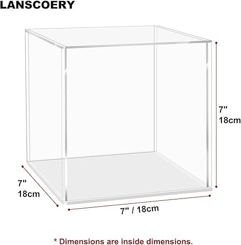 Miniatura 6 de LANSCOERY vitrina de acrílico, caja de exhibición de montaje para coleccionables, con diseño a prueba de polvo y sin costuras, base blanca de 7 x 7