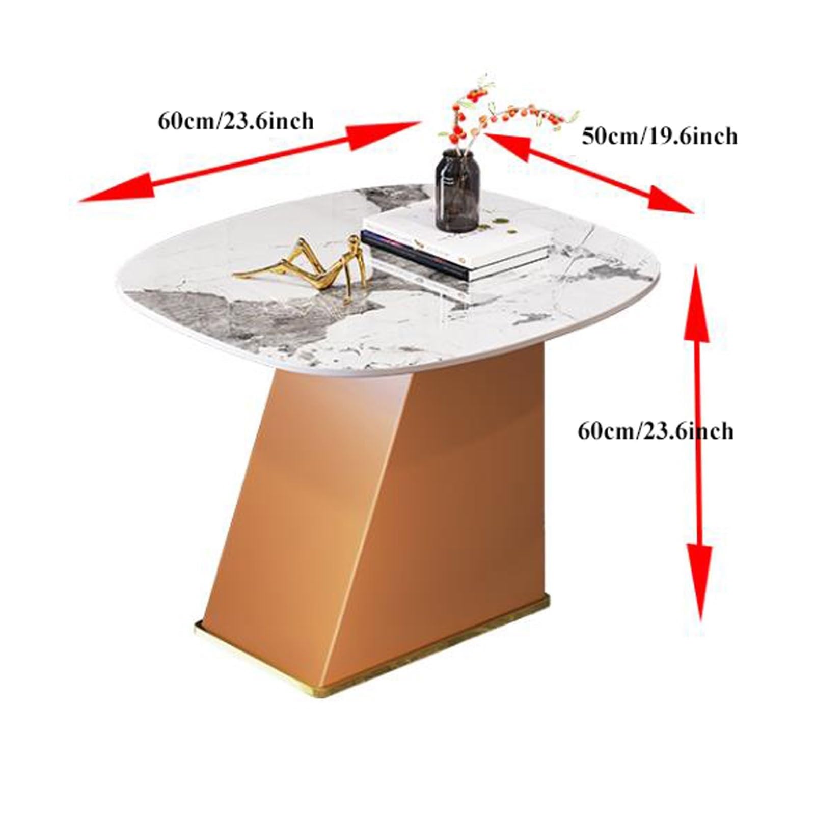 eexbz Sofa Small Side Table, Accent End Table with Wood Frame and Metal Base, 23.6'' Tall Nightstand, Sofa Table Coffee Table for Living Room, Bedroom, Balcony, Office Sofas for Living Room(Orange)