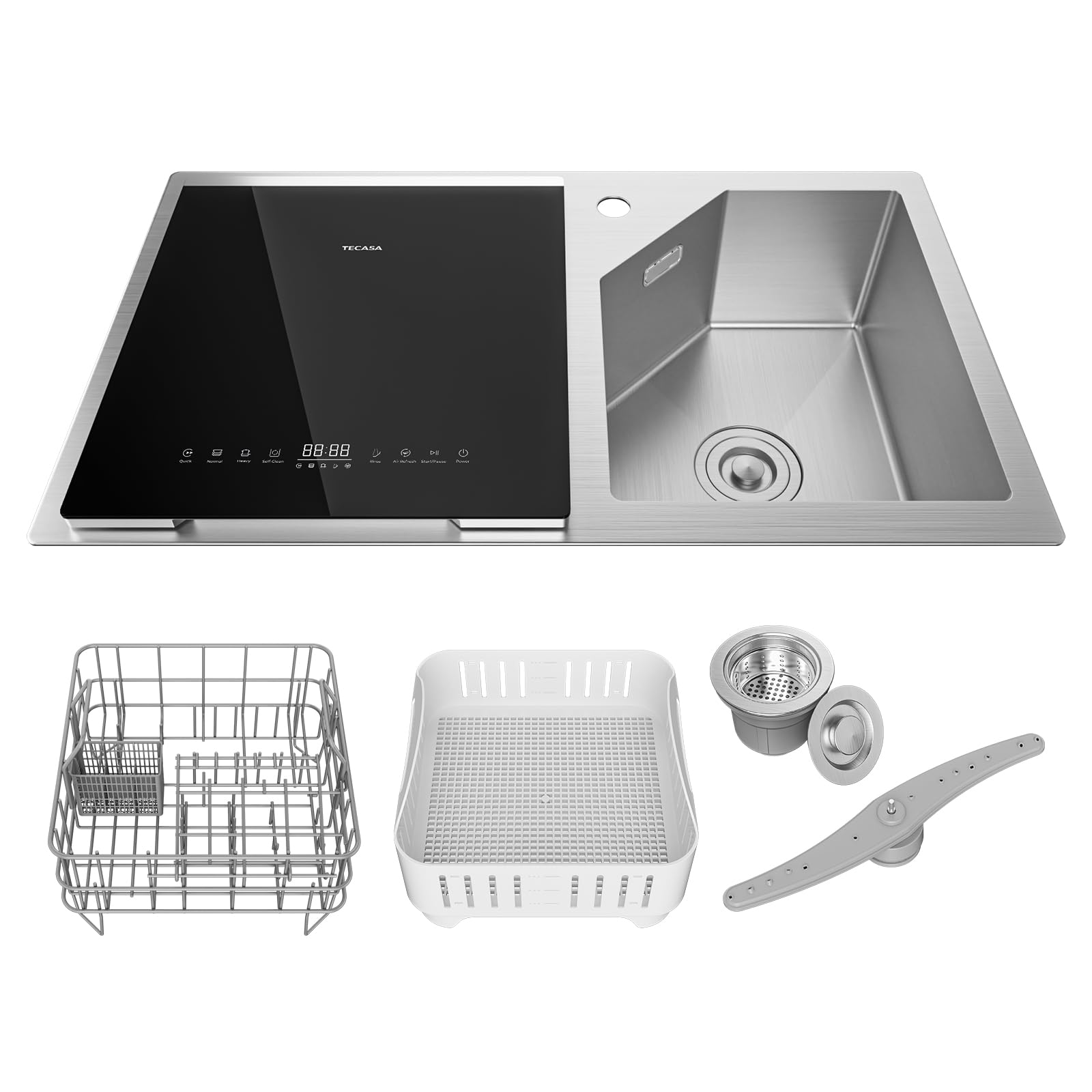 Stainless Steel In-Sink Dishwasher Combination, Countertop Dishwasher with High-Temp Sanitizing, Air-Dry Function, Space-Saving Design for Modern Kitchens, Hyperwash Elite - Left Dish-washer
