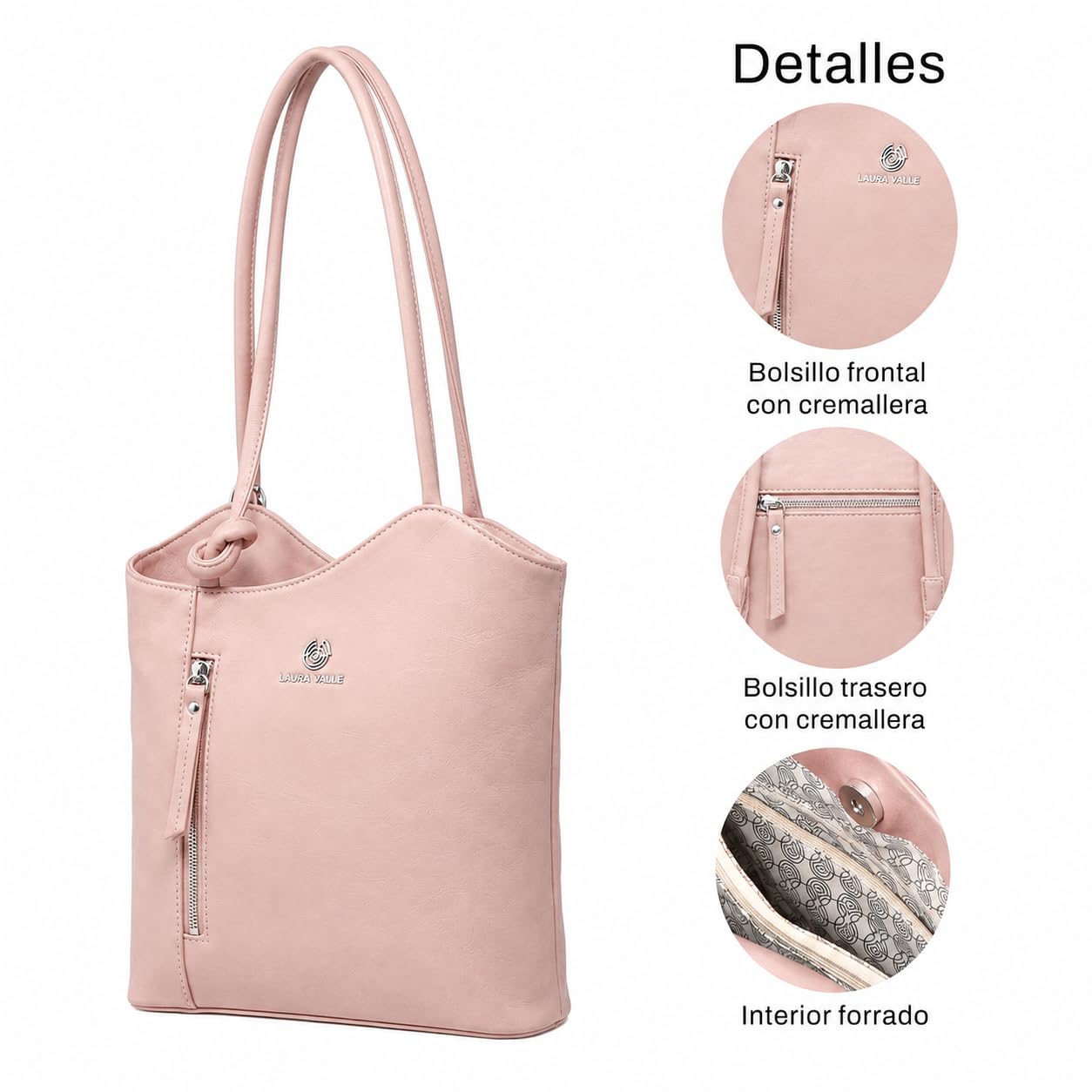 Laura Valle Moira Mochila Mujer 3 en 1 | Bandolera Convertible para Trabajo