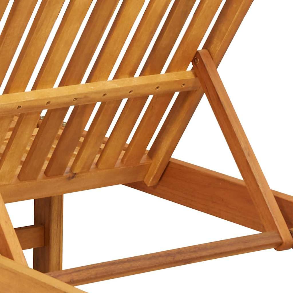 Leżak ogrodowy z litego drewna akacjowego, zestaw 2 sztuk, brązowy, 63 x 199 x 85 cm, na taras, z wielostopniową regulacją oparcia i tapicerką