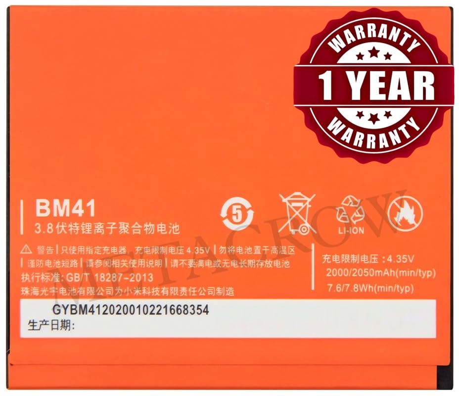 Image of Original BM41 Battery Compatible for Xiaomi Redmi 1 | Redmi 1S - (2000mAh) - 1 Year Warranty JK1