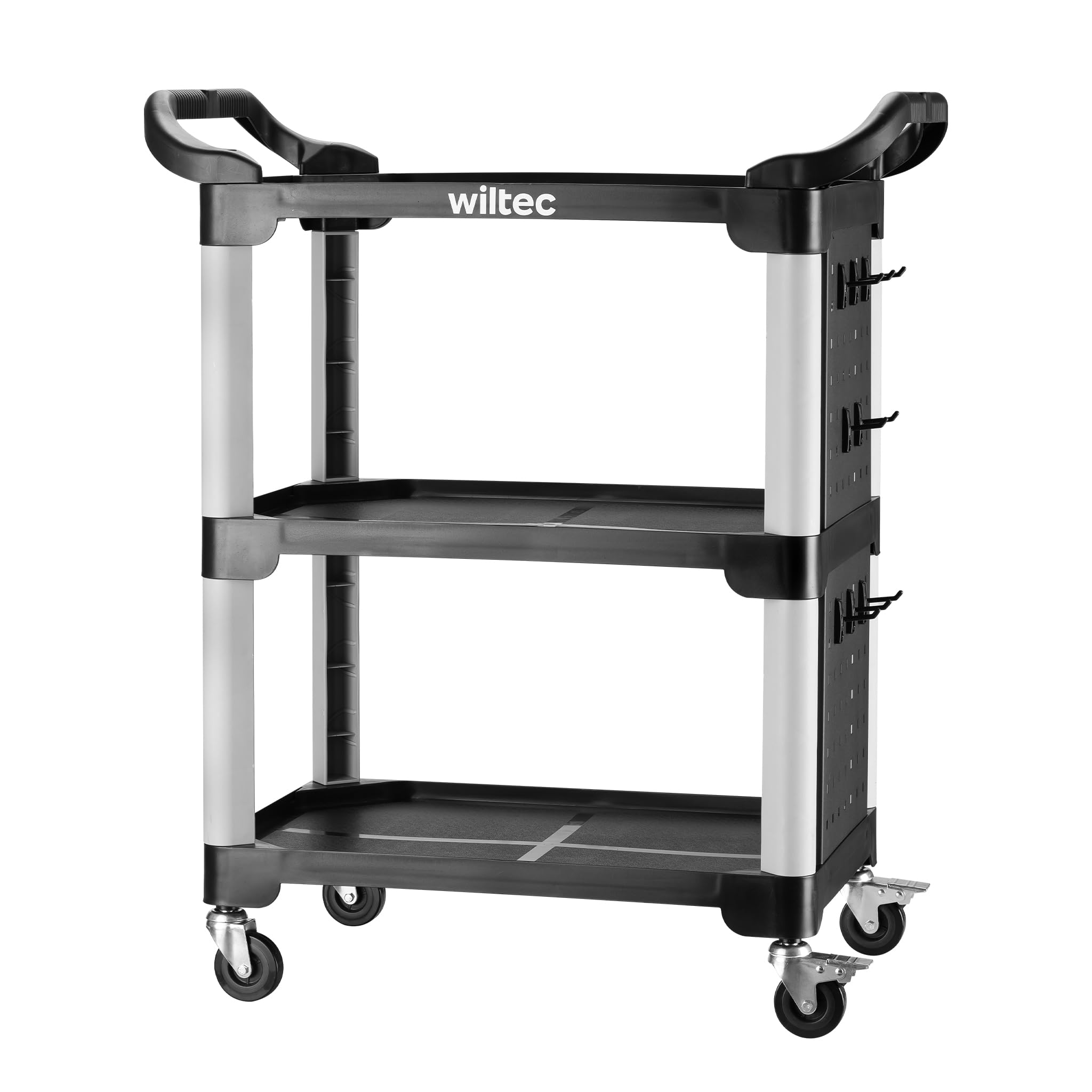 Wiltec 3 Tier Trolley with 150 kg Load Capacity, Workshop Trolley 87 × 43 × 66 cm Made of Plastic