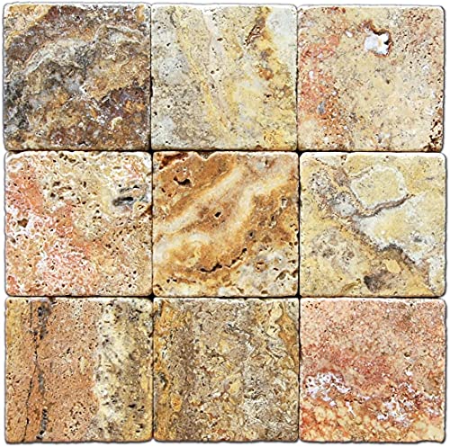 4x4 Scabos Travertine Tumbled Tile