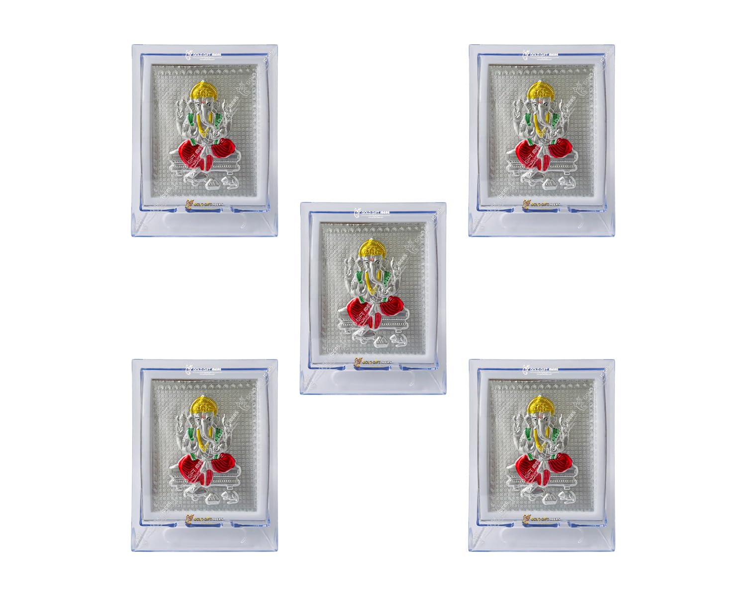 GoldGiftIdeas 999 Silver Ganesha Photo Frame for Gifting, Ganesh Frame for Office, Housewarming Return Gift, Good Luck Gift, Return Gift Wedding (17 x 13 CM) (Pack of 5)
