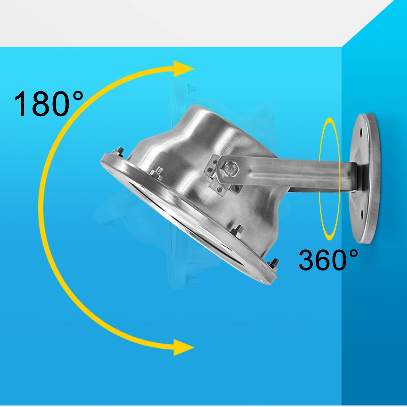 Strahler Unterwasser IP68 Wasserdicht Niederspannung Led Unterwasserlicht Material: Rostfreier Stahl Einstellbarer Winkel Schwimmbad Scheinwerfer für Unterwasser, Springbrunnen, Teich(Warmweiß,36W(12V