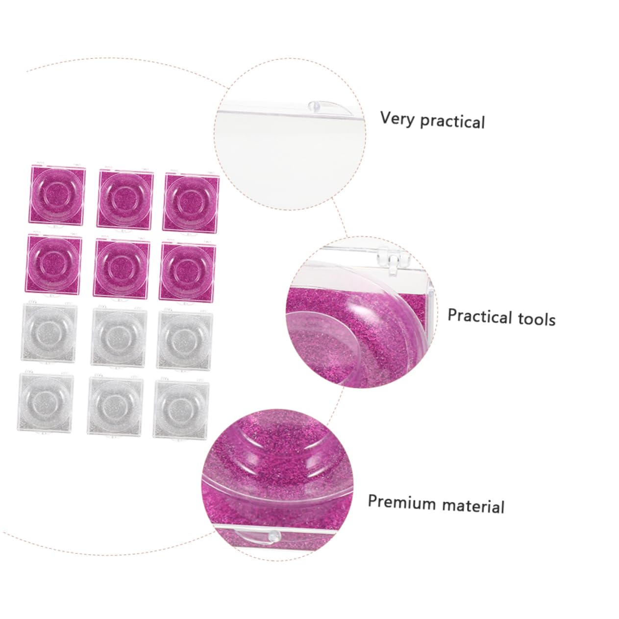 FOMIYES 2sets False Eyelash Case Holder Lash Storage Container for Glitter Lash Tray 12pcs*2