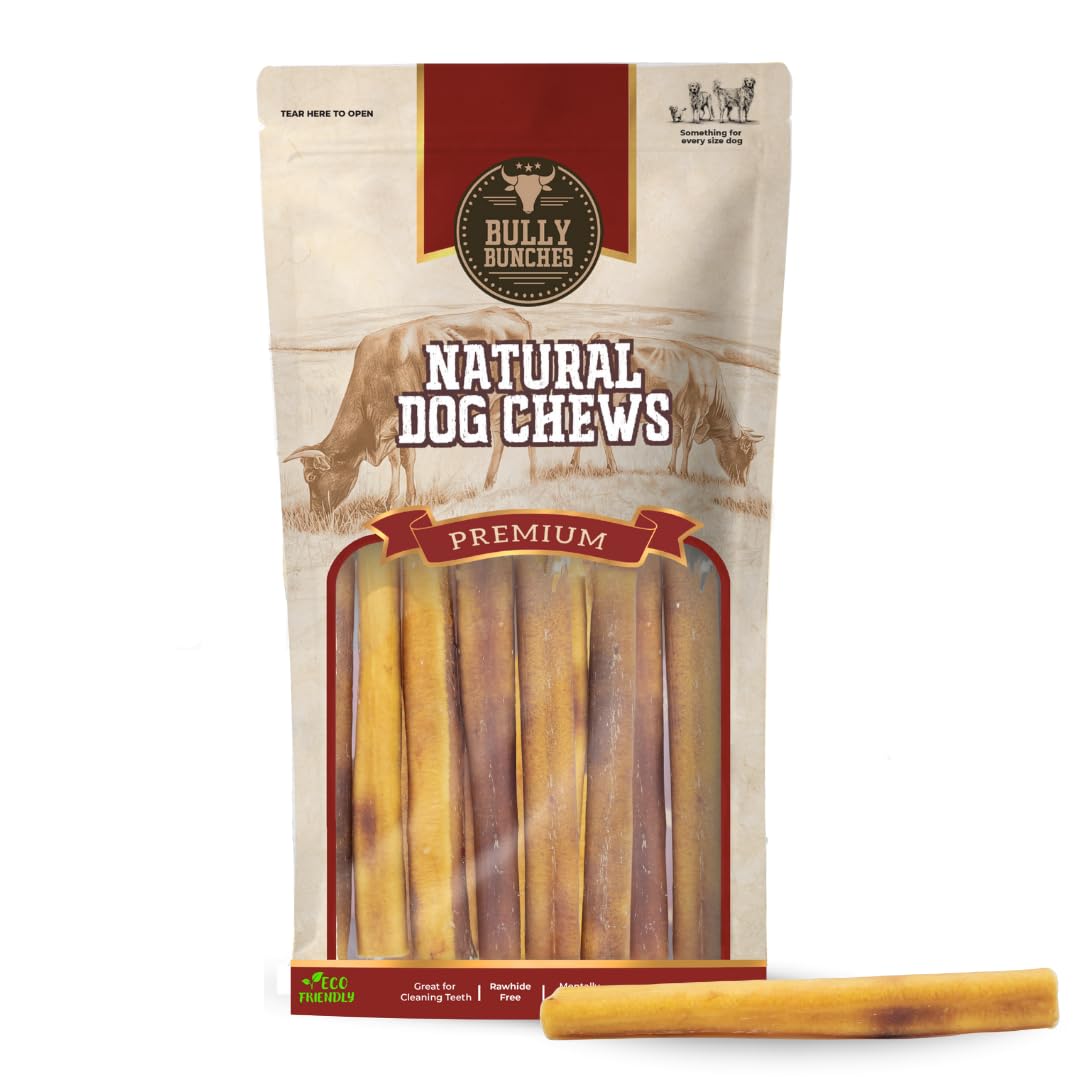 Bully Bunches Premium 6 Inch Thick Odor-Free Bully Sticks for Small & Medium Dogs - Consistently Sized, Long Lasting Chews for Oral Care- All Natural