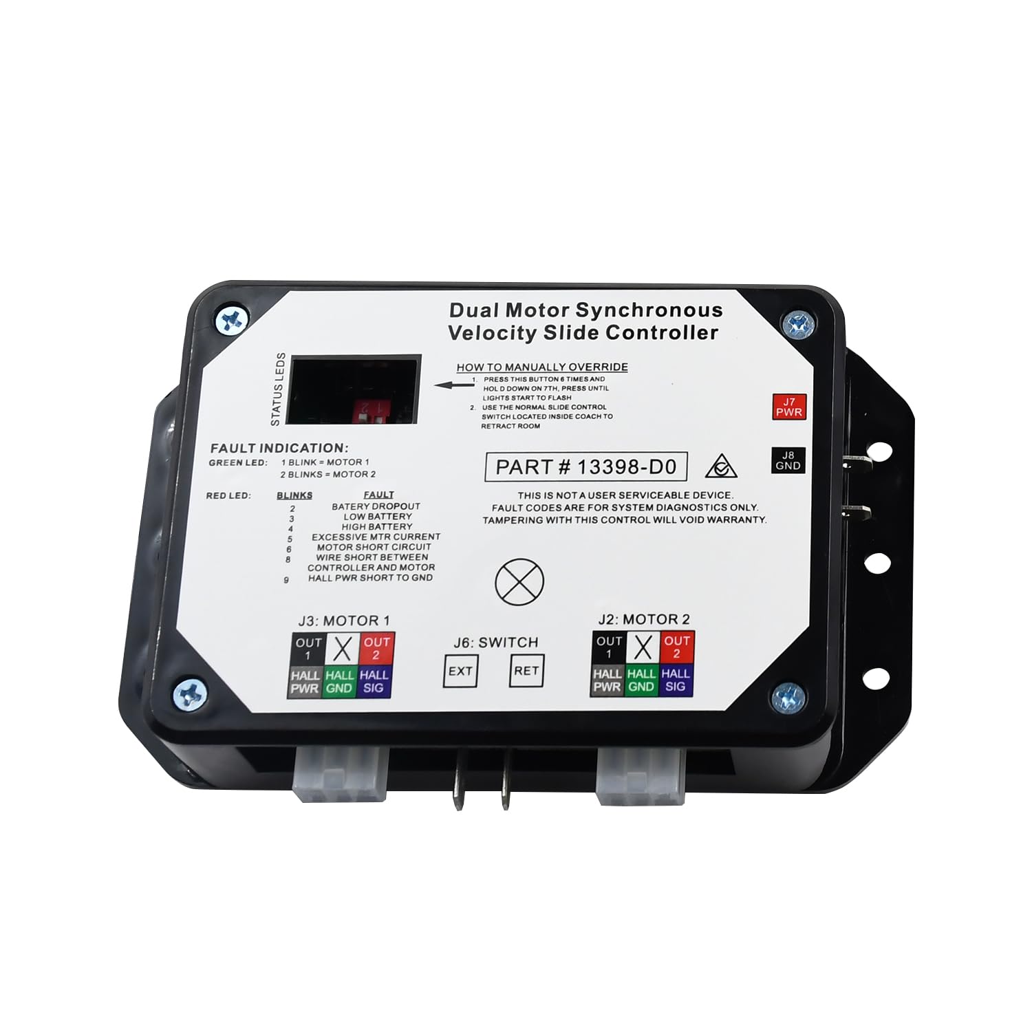 Upgraded Dual Motor Slide Out Controller For Lippert RV In-Wall Slides - Replaces 13398-DO, V-Sync II