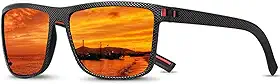 Óculos de sol masculinos polarizados – Óculos de sol com proteção UV para homens, óculos de sol esportivos retangulares leves para dirigir, pescar, Laranja