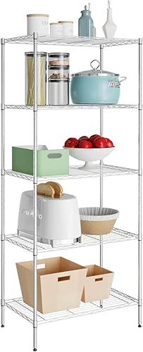 Estantería de almacenamiento de metal de 5 estantes, estantería de garaje resistente, capacidad de carga de 100 libras por estante, organizador de