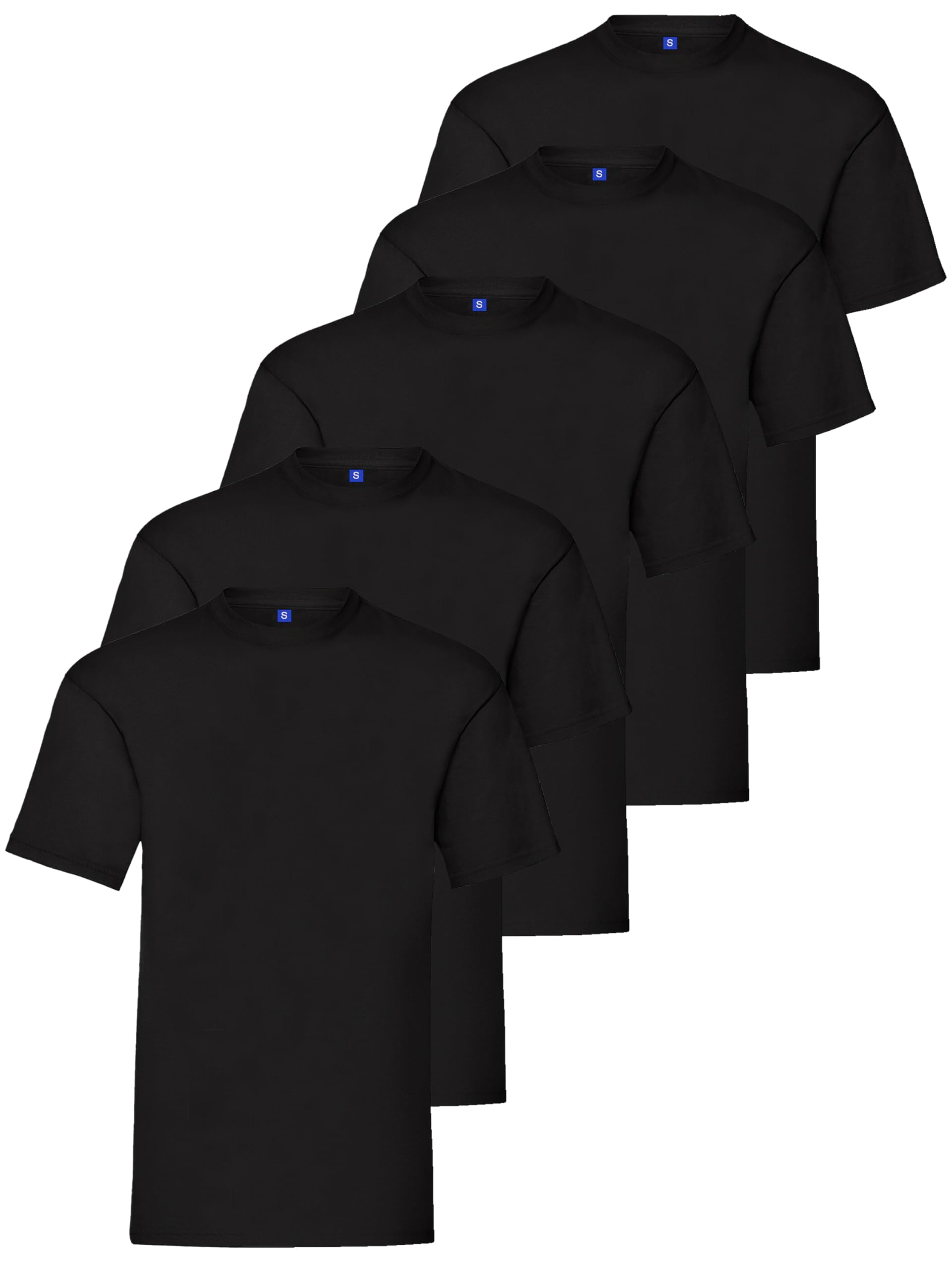 BRAND KRUZE T-shirt pour homme en coton uni à col rond et manches courtes Coupe régulière