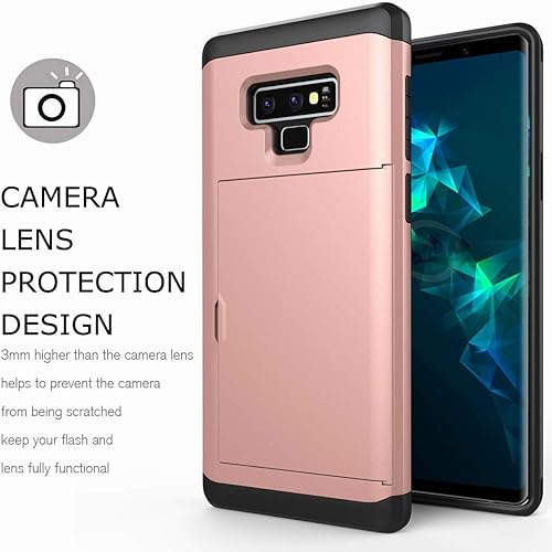 Miniatura 4 de Funda para Galaxy Note 9, resistente a los golpes, de goma, híbrida, resistente, con ranura para tarjeta de crédito de identificación, compatible