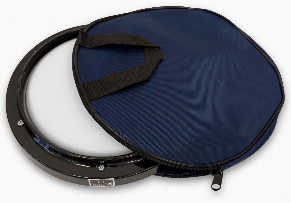 ROCKSTAR - Pad de Práctica 8" Jinbao 10518SET con funda – Parche Rugoso, Almohadilla Silenciosa para Batería, Incluye Soporte Negro con Funda y baquetas – Ideal para Aprendizaje y Entrenamiento