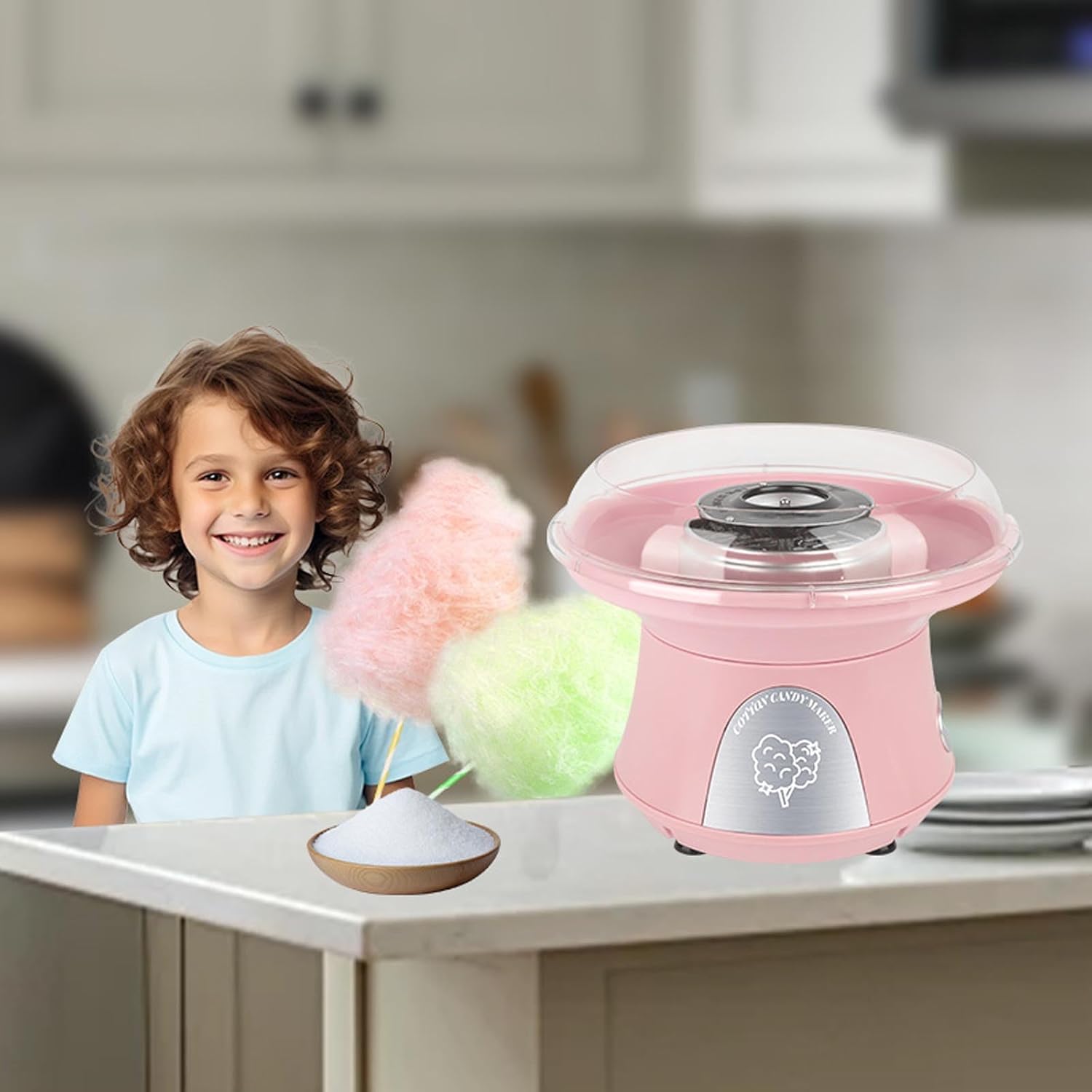 Cotton Candy Machine for Kids, Mini Countertop Cotton Candy Maker,Vintage Candy Maker for Gift, Party, Festival, Birthday (Pink)