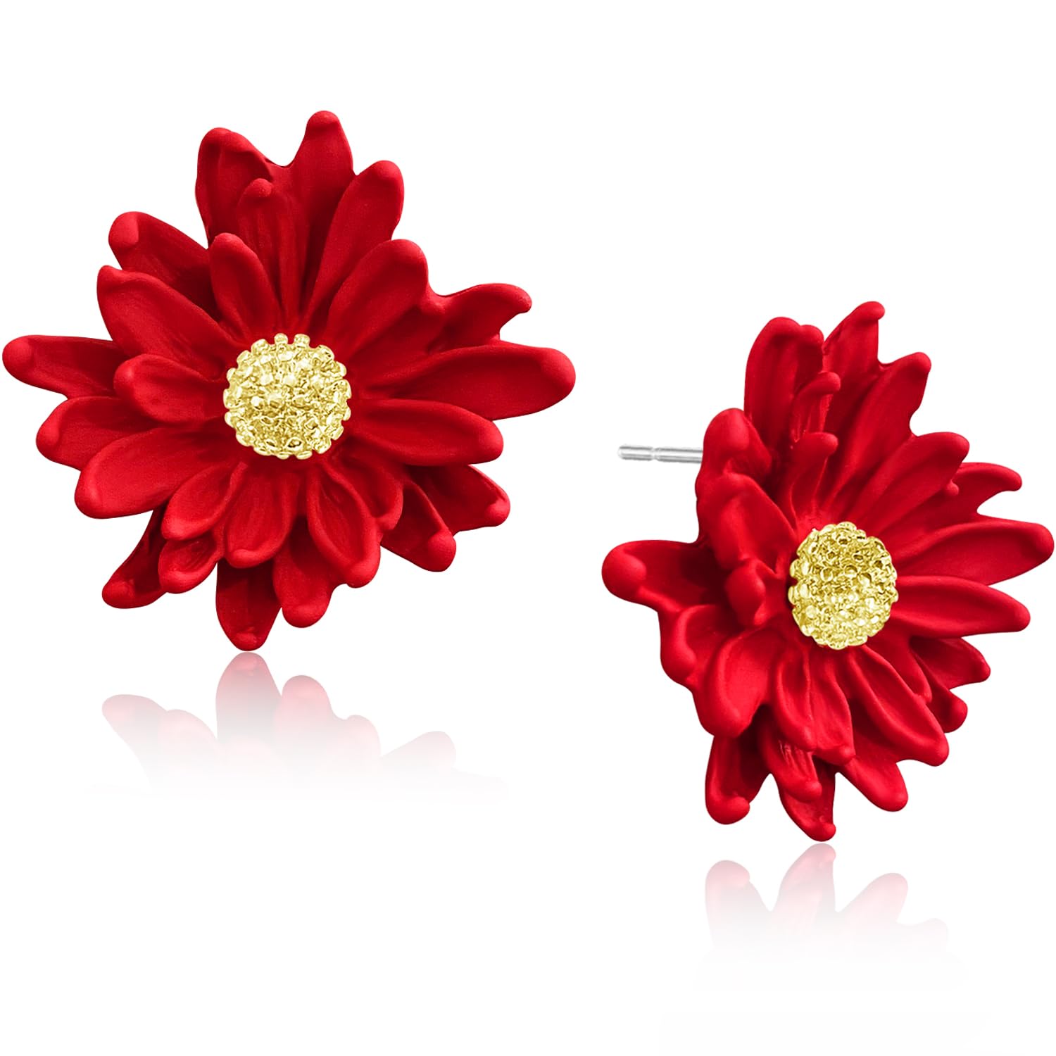 WIKMAB Bohemian Alloy Flower Matte Flower Floral Lightweight Dangle Drop Earrings Boho Daisy Shaped Earrings for Women