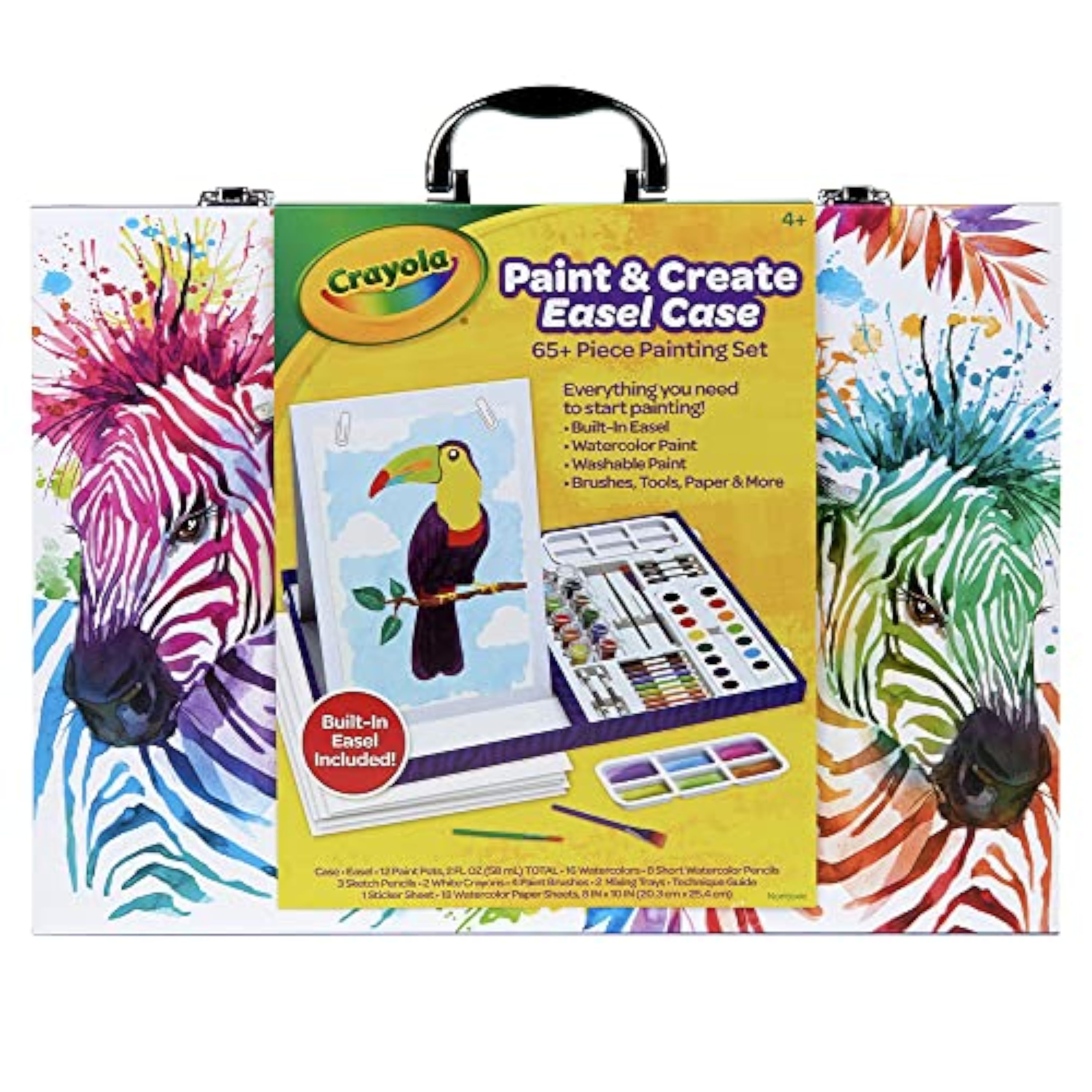 Crayola Juego de pintura y caballete de mesa, juego de pintura para niños, más de 65 piezas, regalo para niños