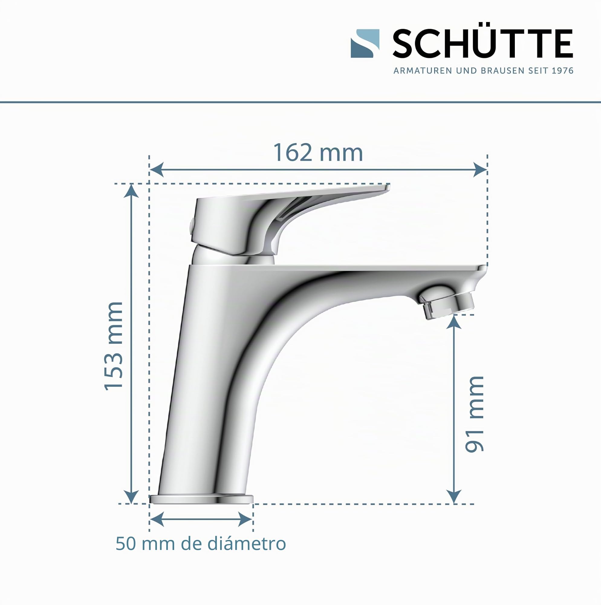 SCHÜTTE Grifo de Baño Cromado BOSTON, Mezclador de Lavabo Moderno con Desagüe Automático