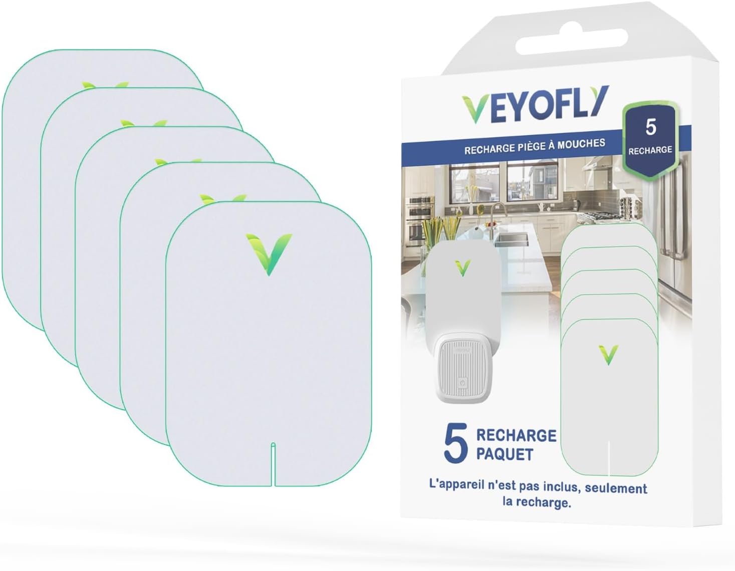 VEYOFLY Official Refill Fruit Fly Traps Indoor, Gnat Trap | 5-Pack