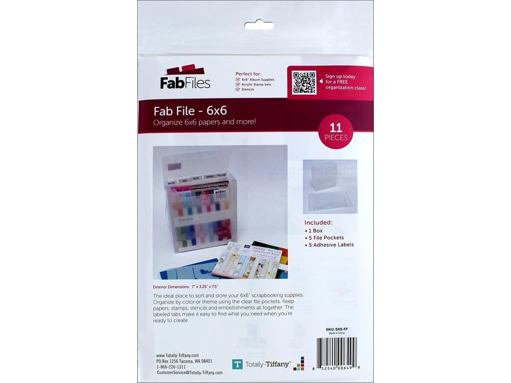 Totally-Tiffany SXS-FF 6" x 6" Fab File Craft Storage Organiser, One Size, Clear