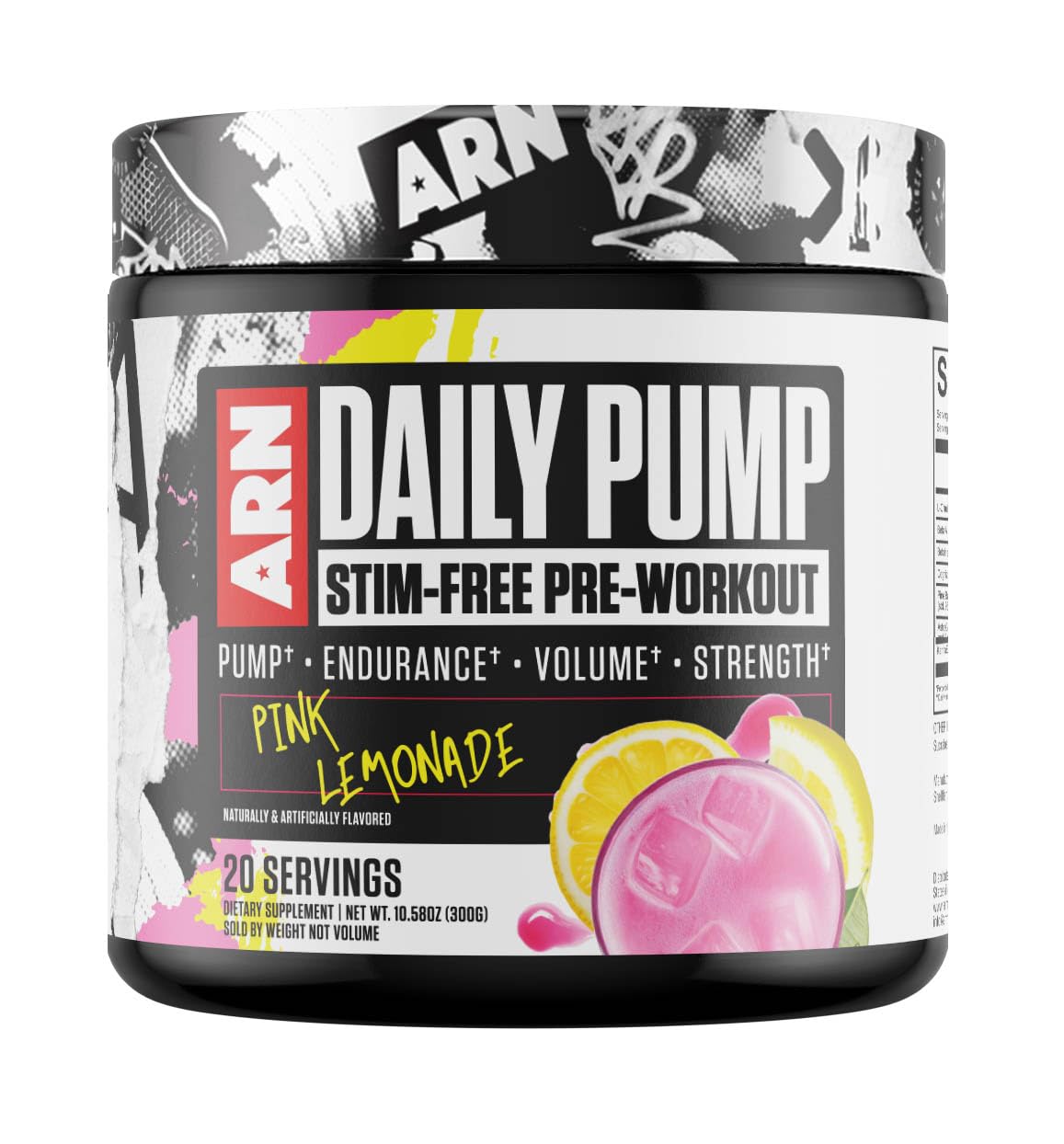 Arms Race Nutrition | ARN | Daily Pump STIM-Free Pre-Workout (20 Servings, Pink Lemonade)