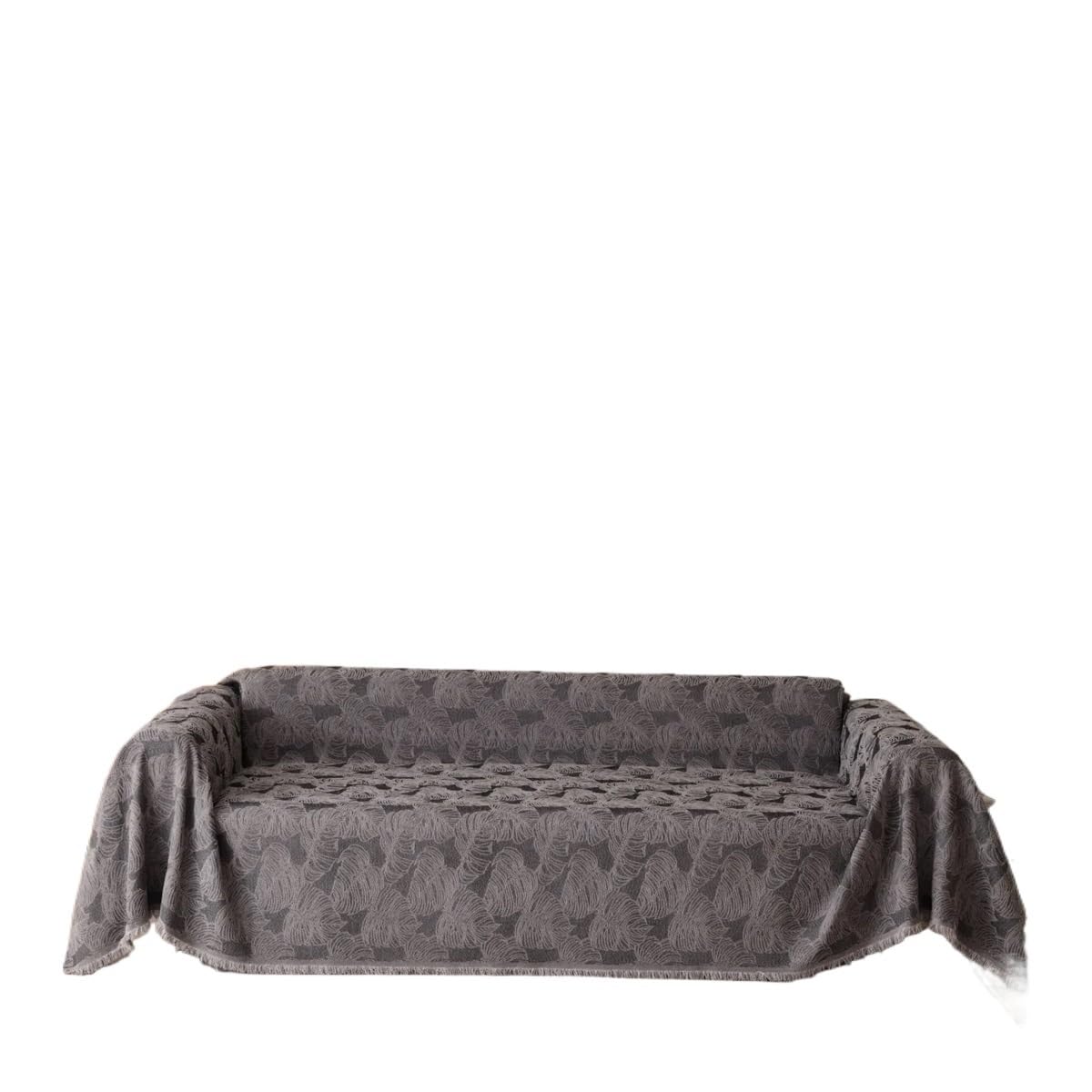 Couverture de canapé gris foncé plaid chenille 180x230 cm à pompons