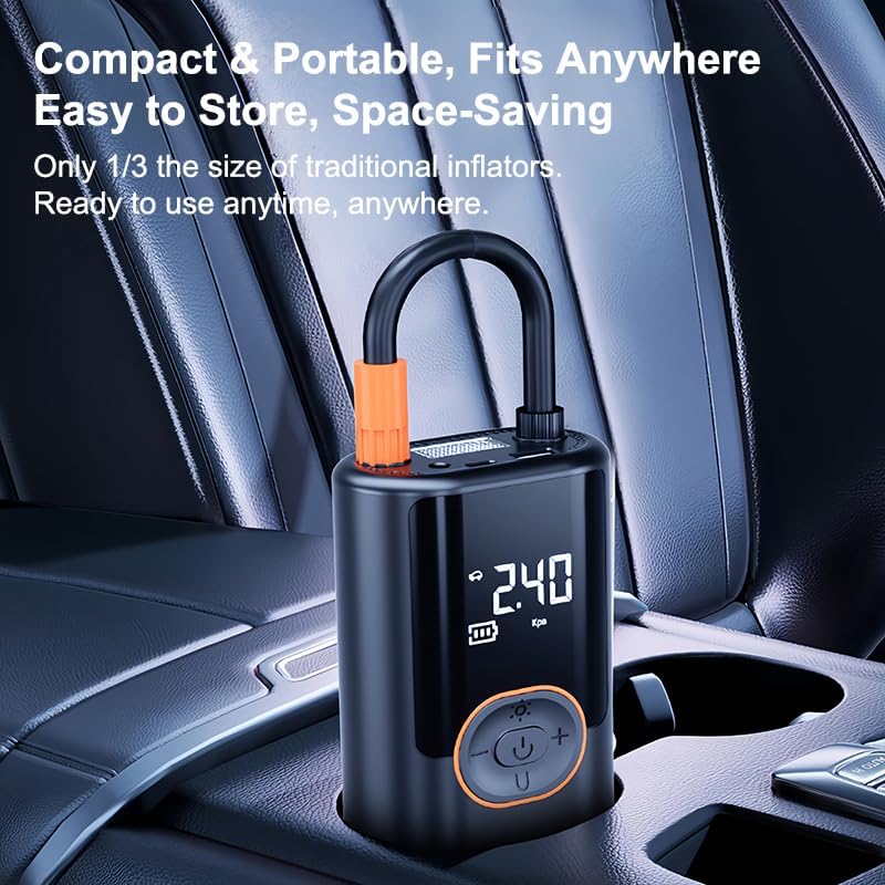 Portable Tire Inflator, 150PSI Cordless Air Compressor with Digital Pressure Gauge and LED Light, for Cars, Motorcycles, Bicycles, and Balls. - Image 4
