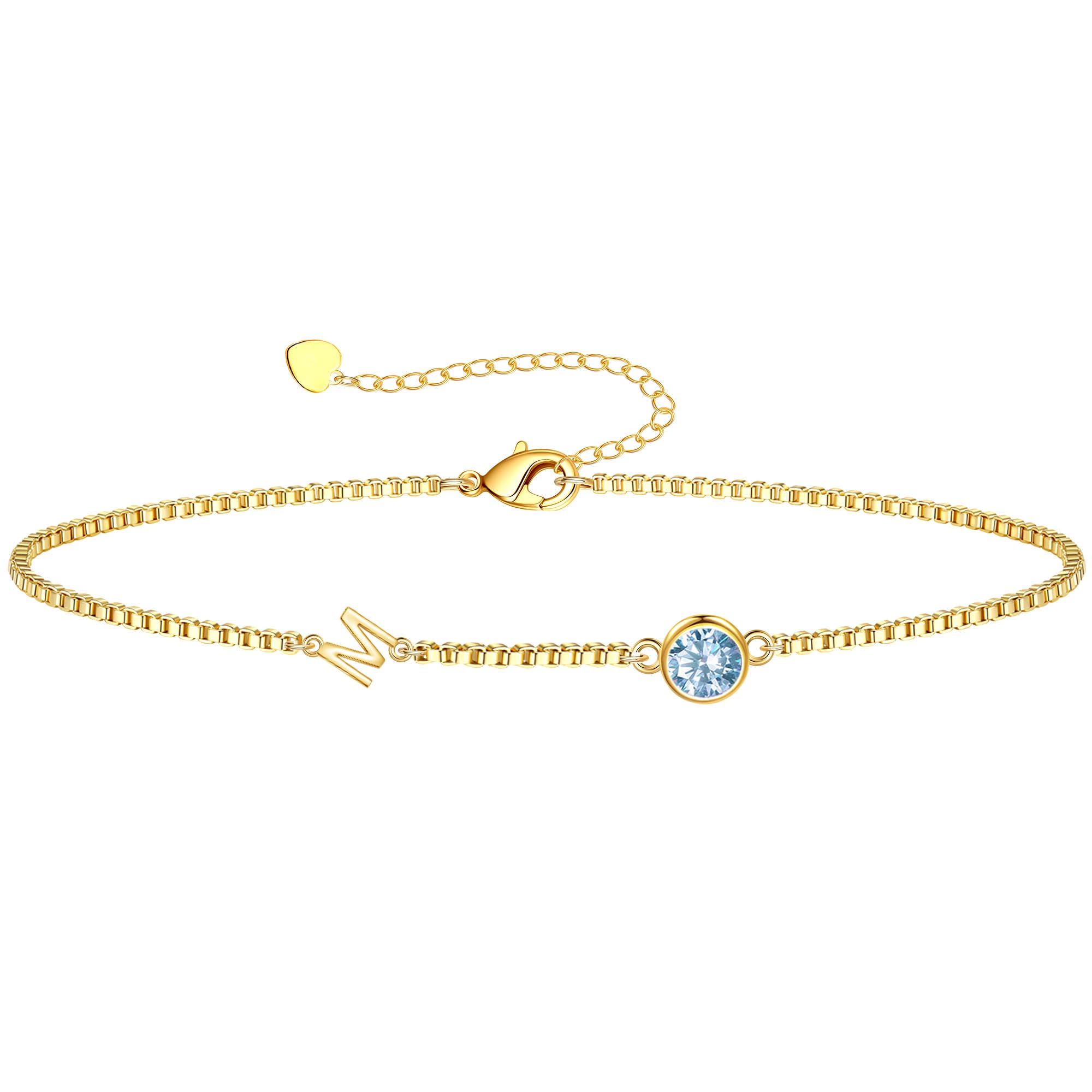 Birthstone Bracelets for Women, Initial Bracelet Teen Stocking Stuffers Birthday Gifts for Teen Girls Initial Bracelet Trendy Letter A-Z Dainty Bracelet 21st 30th Mom Birthday Gift Birthstone Jewelry