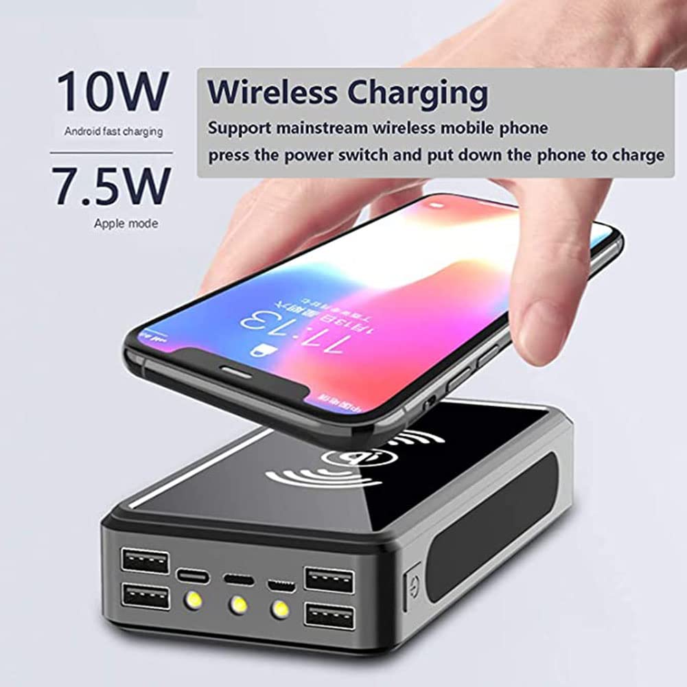 Cargador Solar, 100000Mah Power Bank Portátil Inalámbrico con 4 Outputs Power Bank con USB C Carga Rápida para 99% De Los Dispositivos USB del Mercado,100000Mah,80000mAh