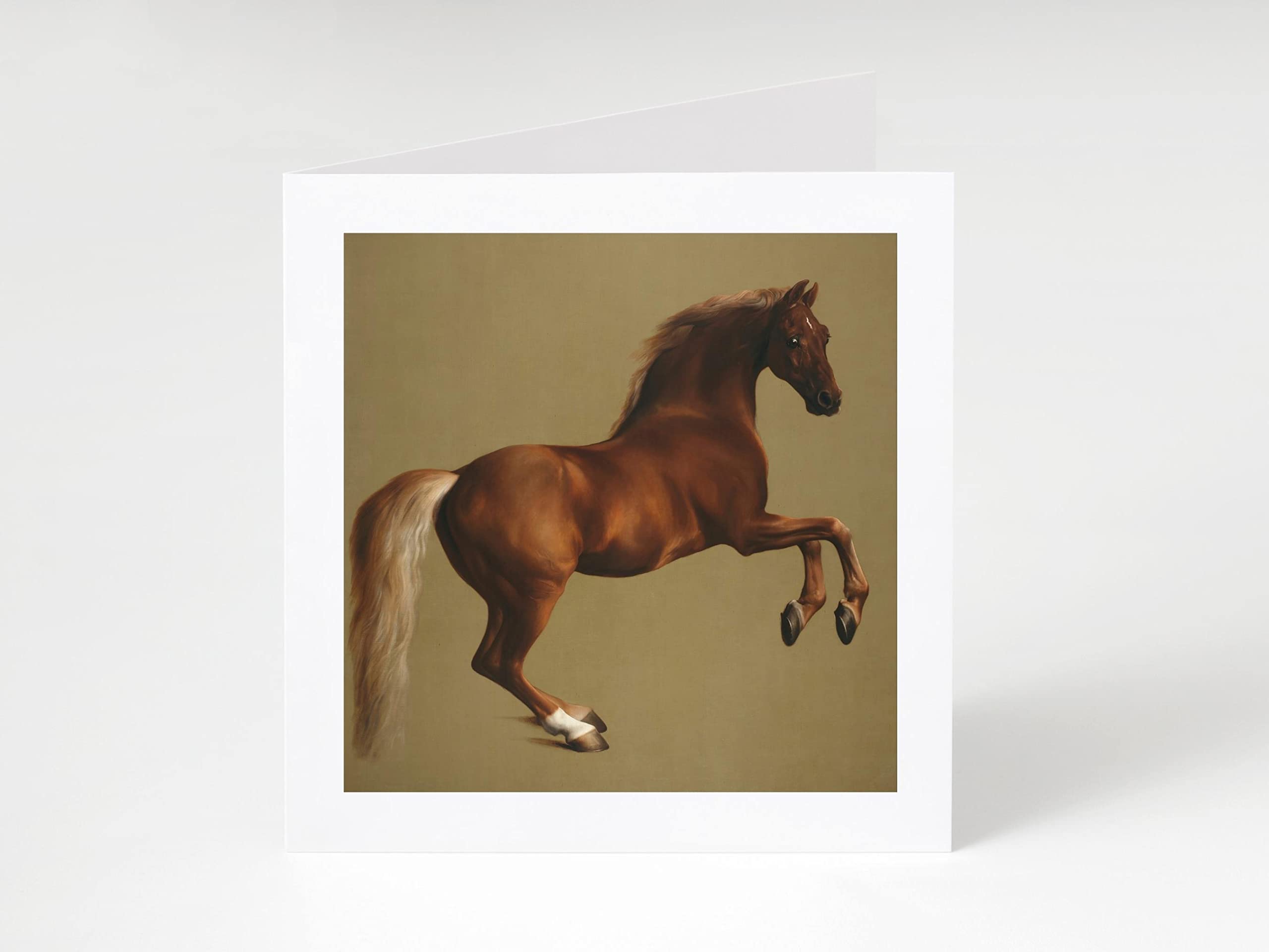 Tigers on the Loose Blank Greeting Card, Art Print of Racehorse Whistlejacket by Stubbs, 5.5 x 5.5 inches (14 x 14cm) with Envelope