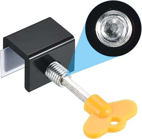 Miniatura 4 de PATIKIL Cerraduras de ventana, 8 juegos de tapones de seguridad deslizante con llave de aleación de aluminio de 58 pulgadas abrazadera ajustable