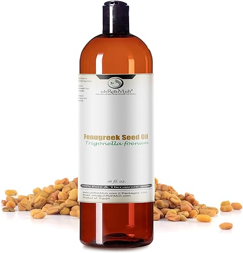 uh*Roh*Muh Aceite portador de fenogreco egipcio prémium de 16 onzas líquidas, prensado en frío, convencional, puro y sin adulterar, perfecto para el