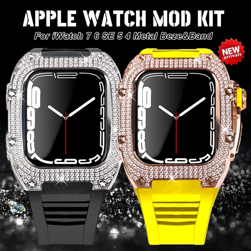 Kit de Modification Diamant Apple Watch 45mm Acier Bracelet Caoutchouc - 2