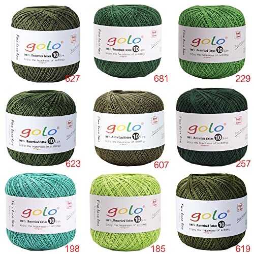 Image of golo Cotton Crochet Thread Balls Size 10 Cotton Knitting Thread Yarn for Crochet Leaf Green 623