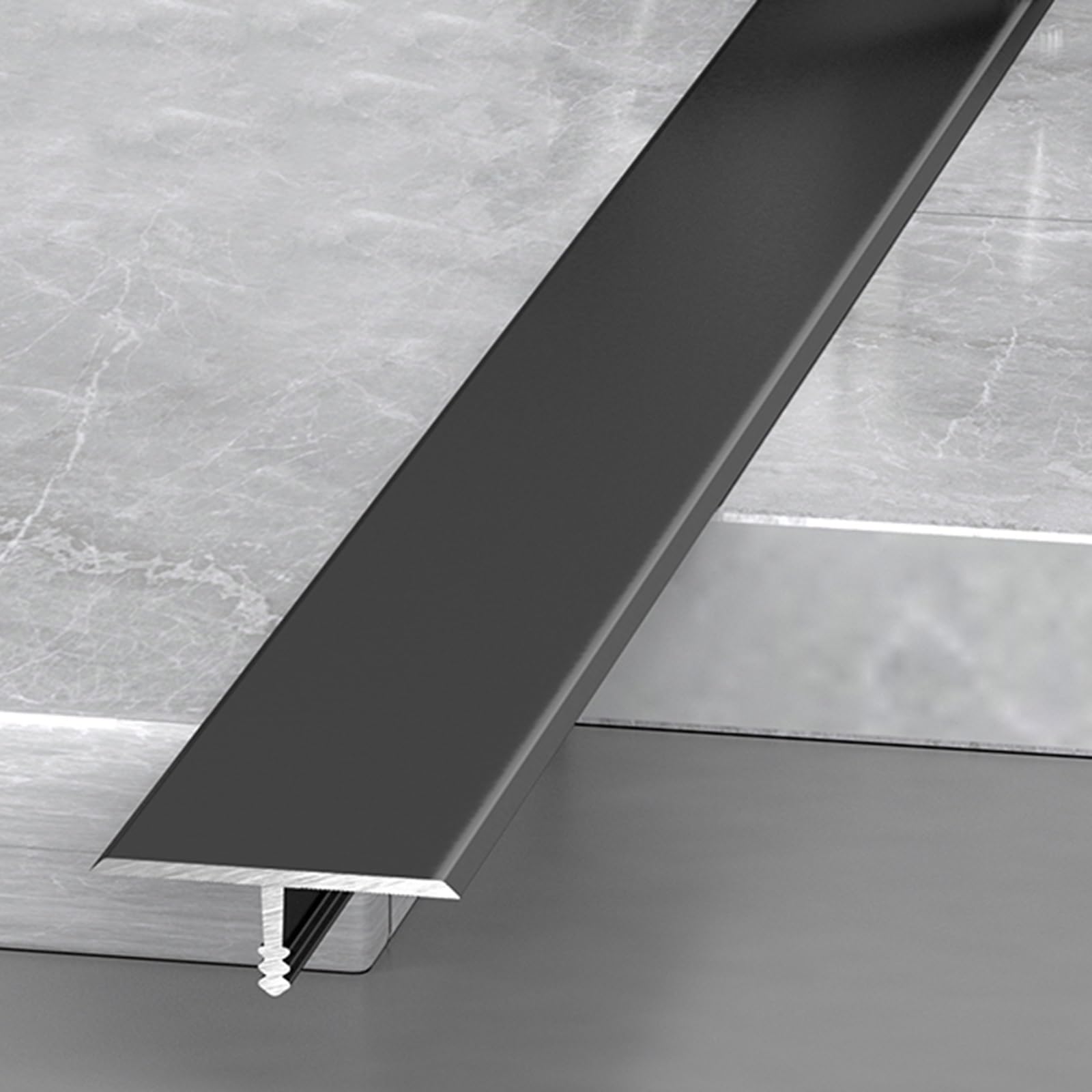3pcs Aluminum T Molding Trim Floor Transition Strips Waterproof Door Threshold Seal Strip For Joining Gaps Laminate Planks Tiles(Black,2 * 270cm(3 * 90cm))