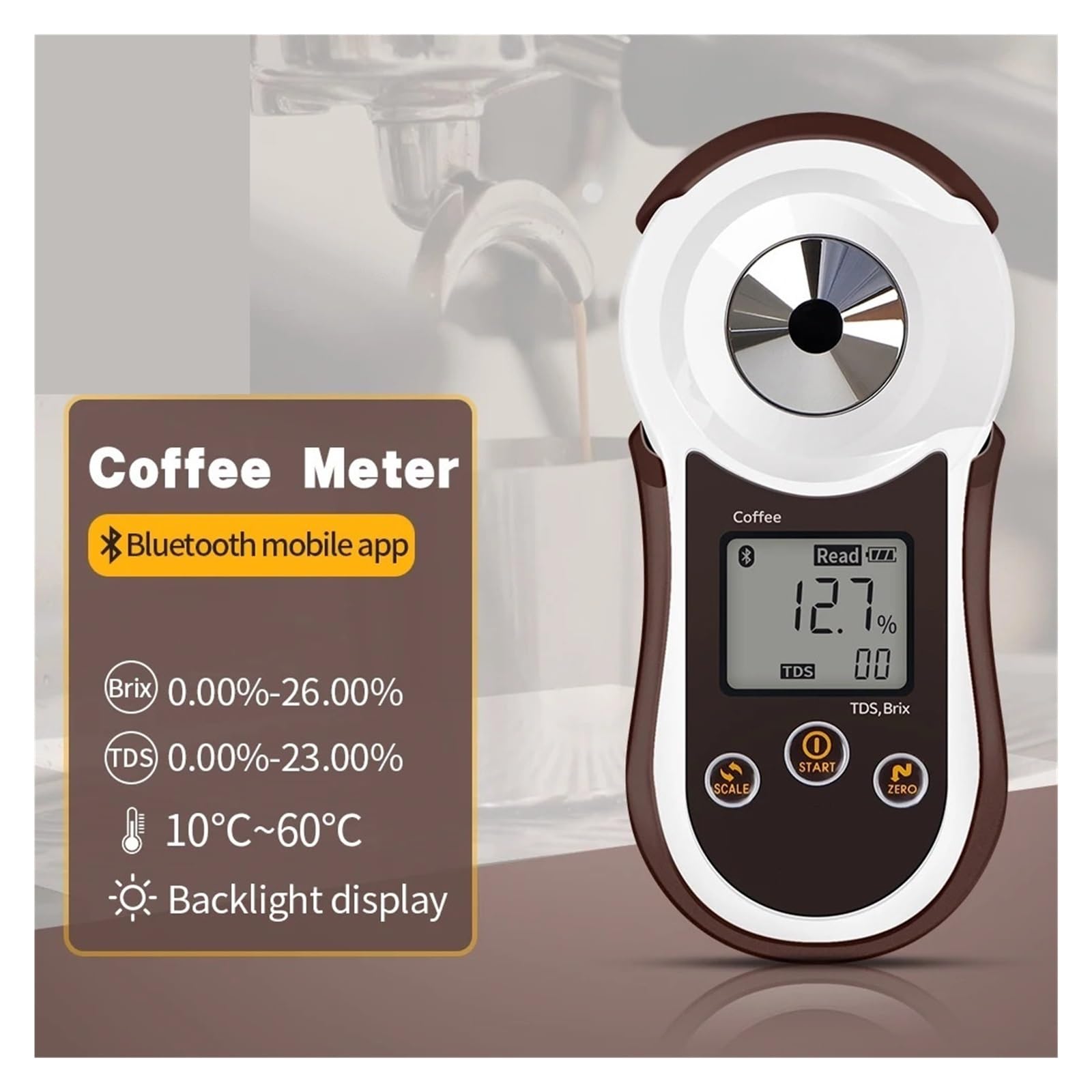 Misuratore TDS for caffè Digitale Bluetooth Test Concentrazione Rifrattometro Automatico Sciroppi 0-26% 0-23% Misurazione di Precisione