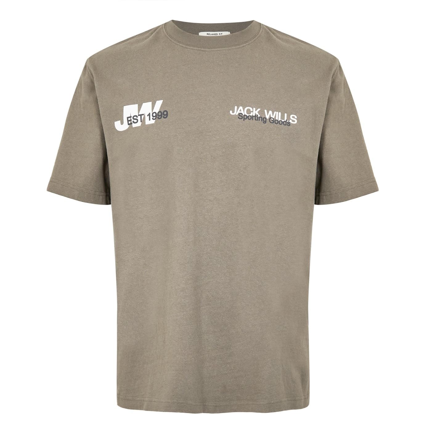 Jack Wills Men's Smokey Olive Overlap Text T-Shirt S