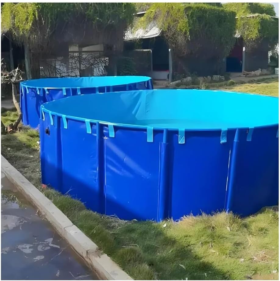 Rygcrud Round Canvas Aquaculture - Frame Fish Pond, Pool Above Ground Holding Tank for Breeding Koi, Set Up Flexibly(3x1 m)