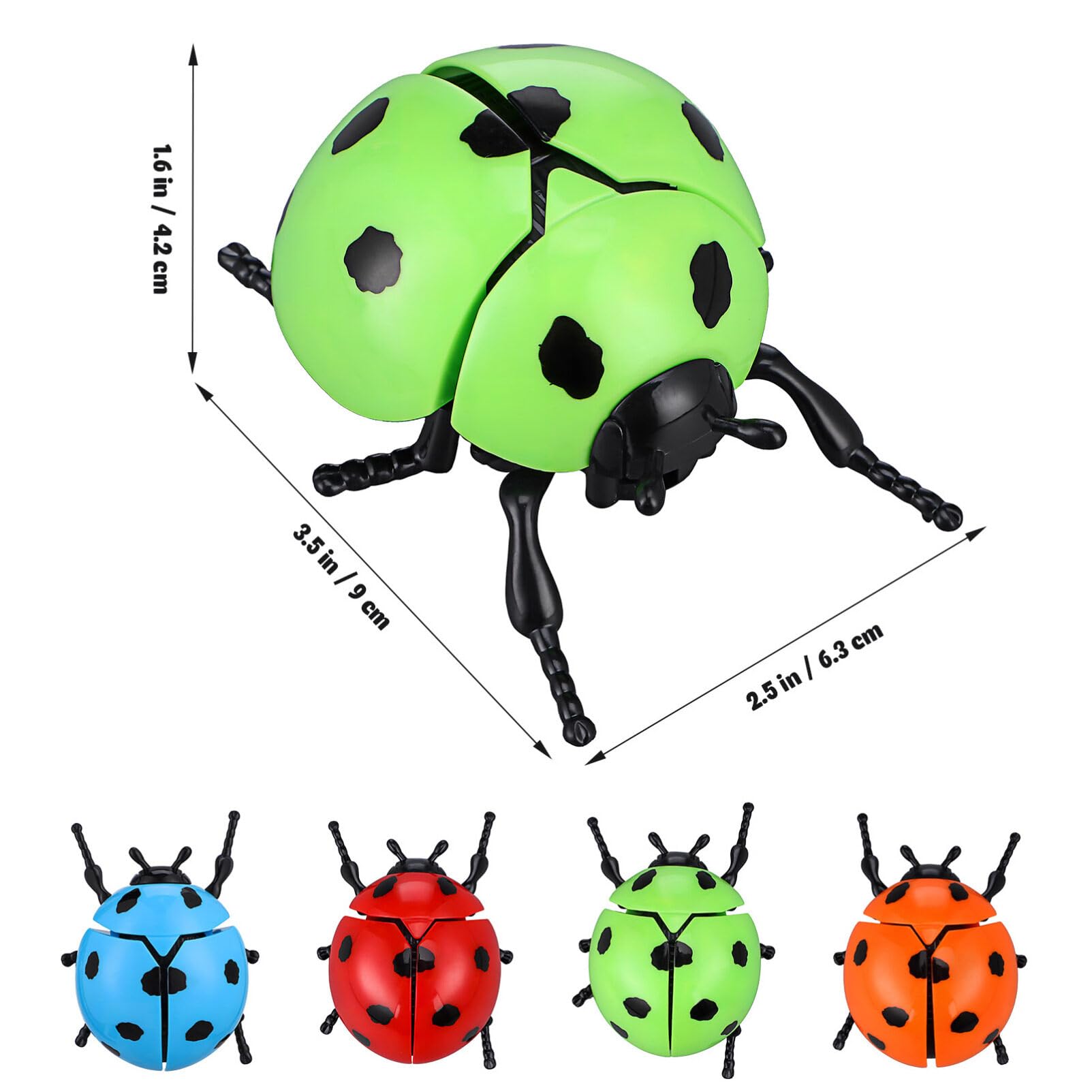 TOYANDONA 4pcs Wind Up Walking Bugs & Ladybug Toys - Clockwork Novelty Toys for Boys & Girls, 9.00X6.33X4.20CM