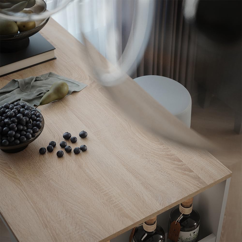 Vicco Set de Table de Bar Repose, Blanc/Sonoma, 57x117cm avec 2 tabourets de Bar, utilisable comme Table Haute pour la Cuisine ou la Salle à Manger