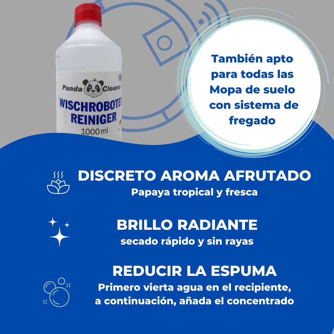 Pandacleaner - Limpiador para robot limpiador, limpiador de suelos concentrado, 3000 ml (3 x 1 l)