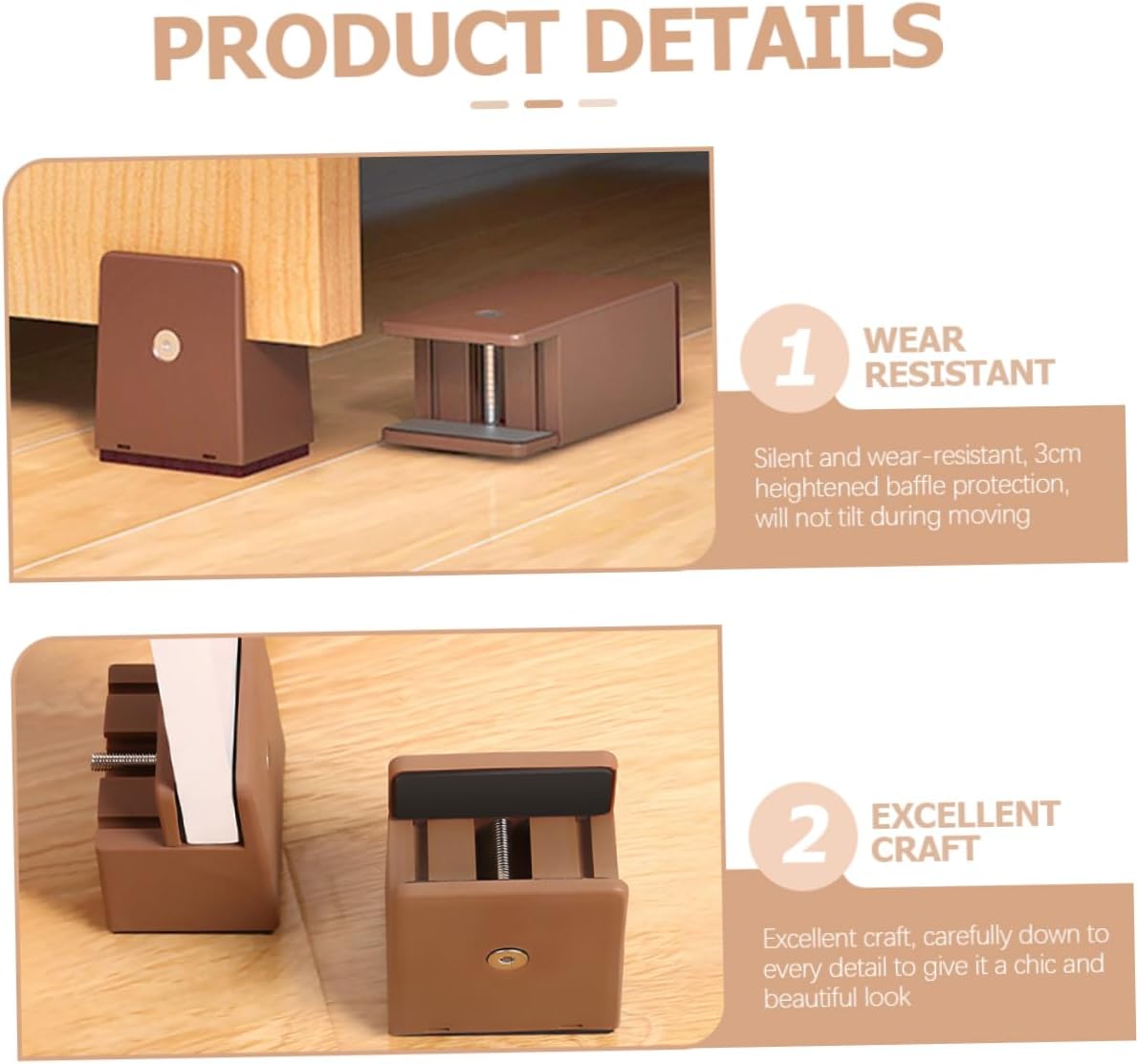 Adjustable Bed Risers 4pcs Bed Leg Lifters 5cm Height Increase Desk and Table Legs for Dorm and Home Use