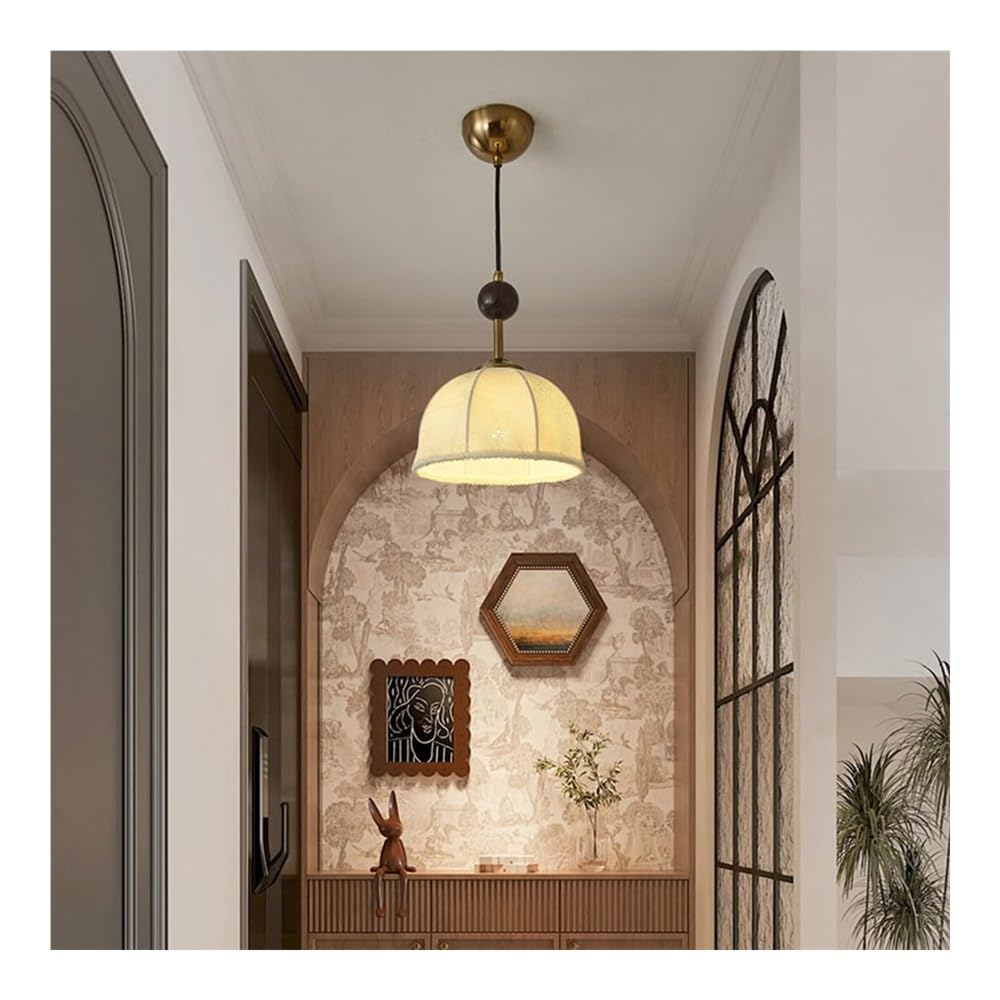 French Farmhouse Pendant Light Adjustable Height Retro Hanging Lamp with Lampshade, E27 Socket Ceiling Fixture for Kitchen Island Dining Room(10CM)