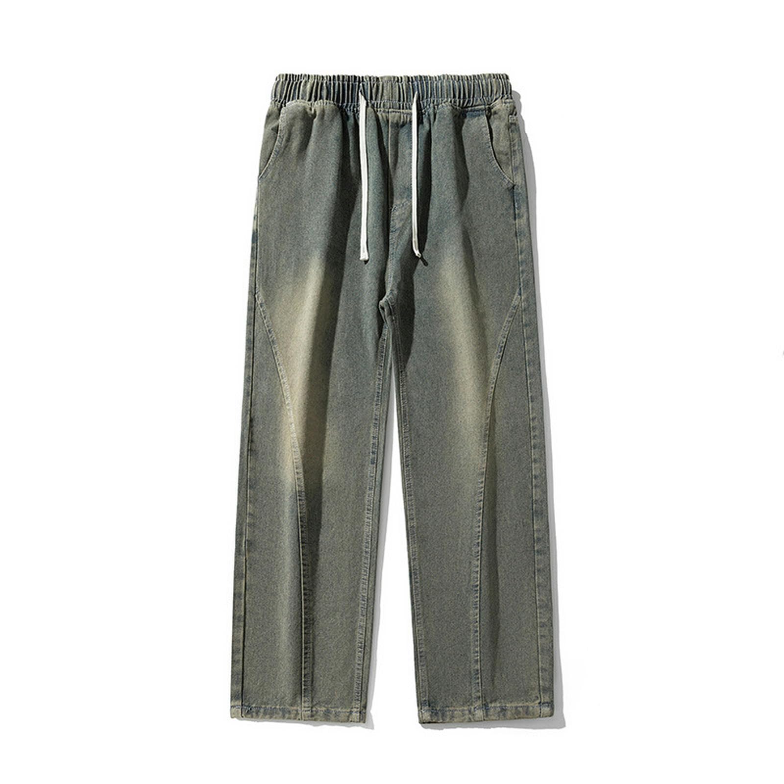 Jeans Uomo Primavera Pantaloni Larghi Drappeggiati Basic Pantaloni Larghi Dritti - Azzurro - L