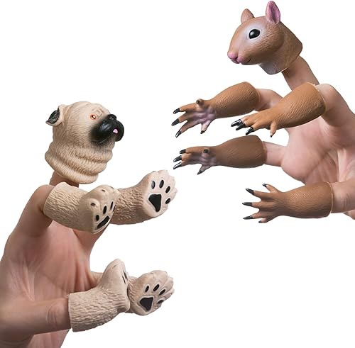 Miniatura 8 de AQKILO Juego de marionetas de dedos, accesorios de teatro de espectáculos de marionetas de animales, juguetes novedosos, regalos de cosas raras