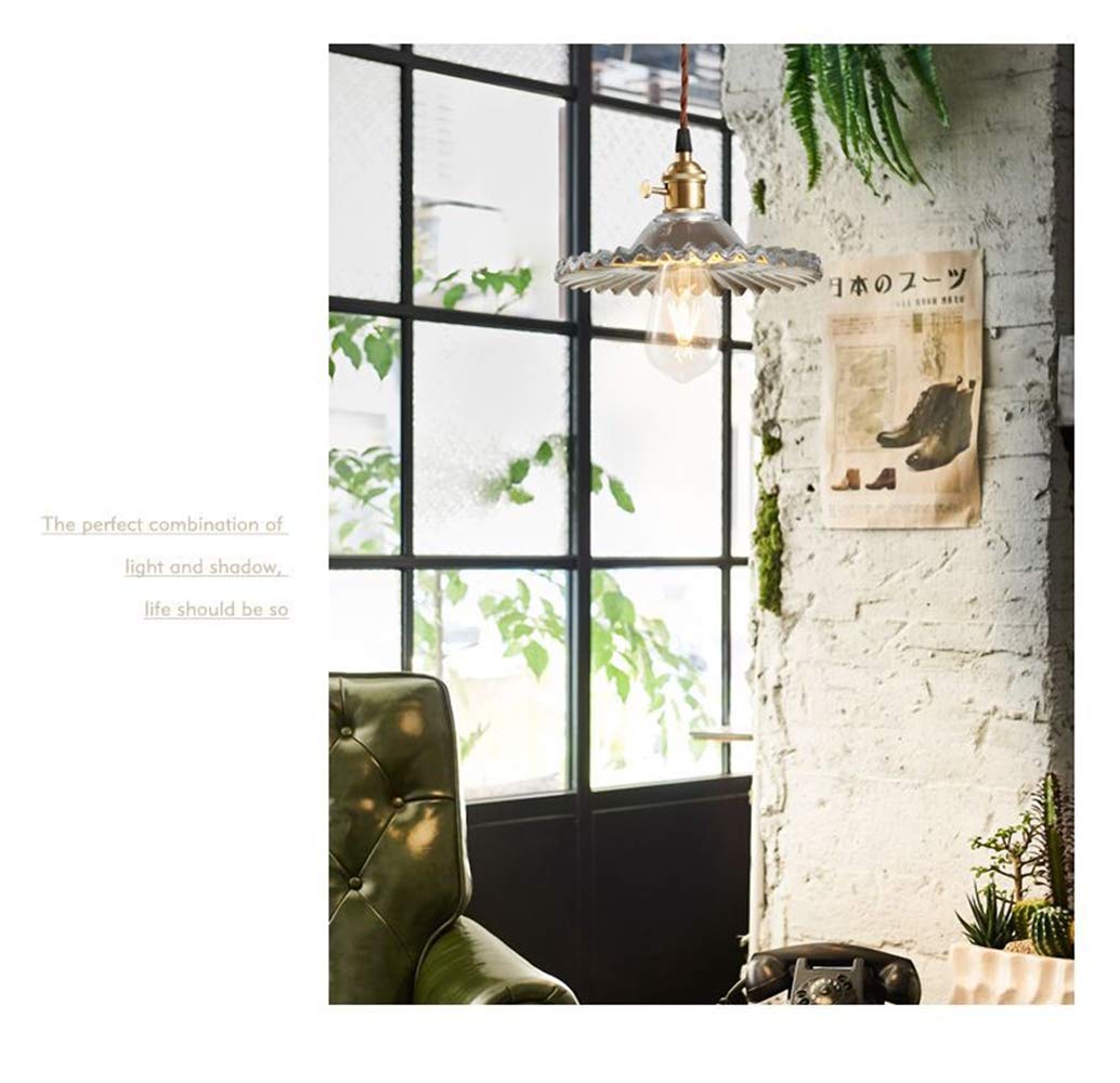 Lampa Wisząca Szklana Transparentna E27 Sufitowa Vintage Industrialna z Mosiężnym Wykończeniem Retro do Kuchni Salonu Baru