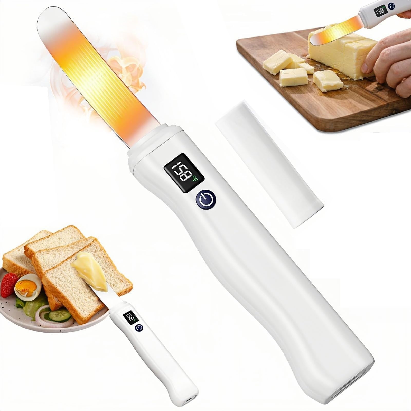 Couteau à beurre chauffant électrique rechargeable avec écran LED pour cuisine