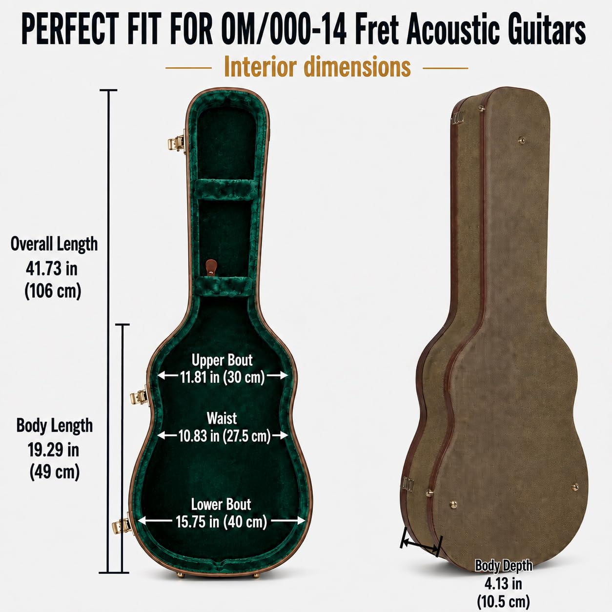 Crossrock Master Series - Funda para Guitarra acústica, Verde Oliva, OM